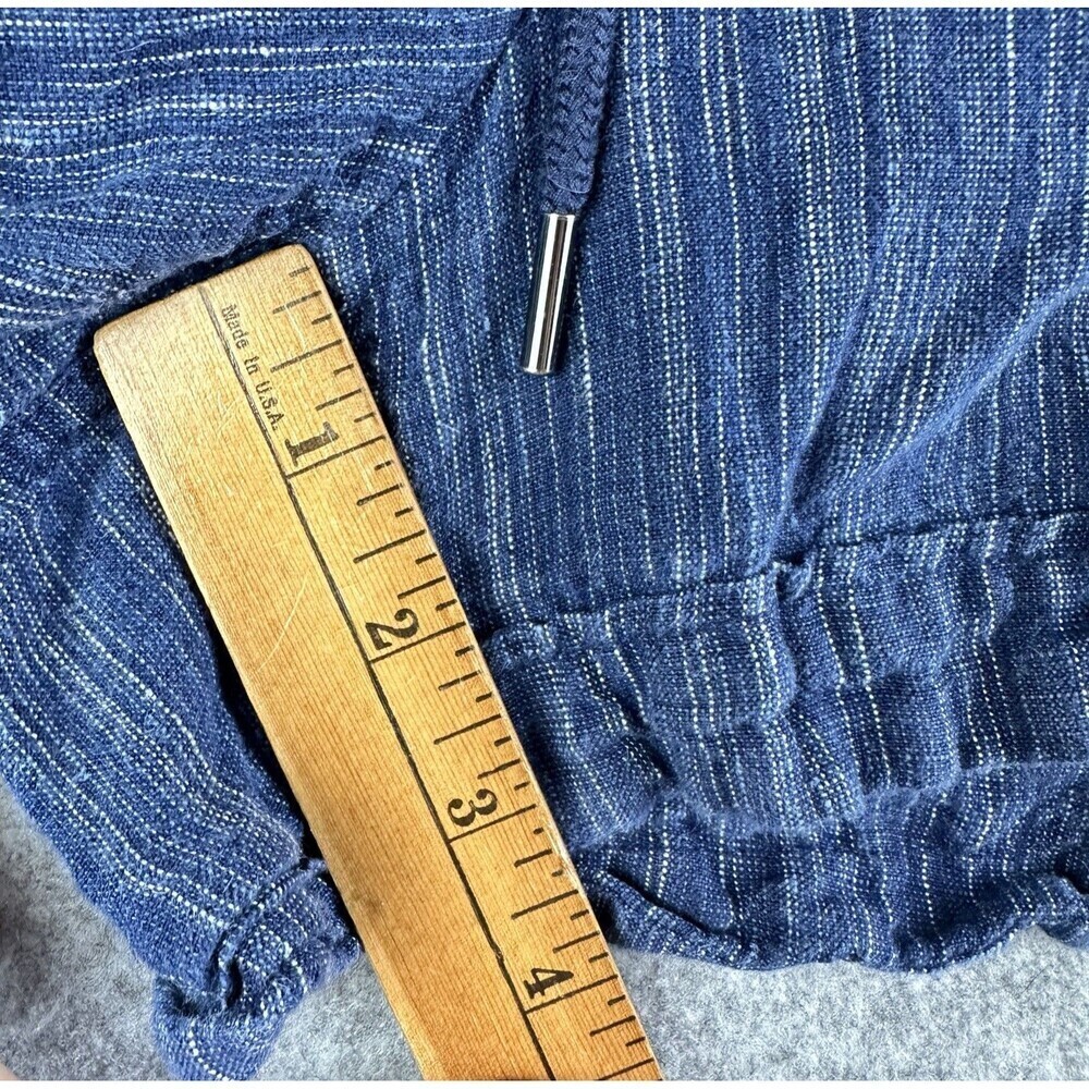 Athleta Cabo Linen Textured Shorts Womens 10 Blue Pull On Drawtstring Pockets 4" - Picture 9 of 13